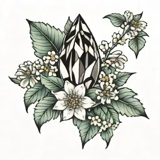 Double Terminated Crystal With Delicate Small Flowers