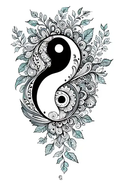 Paisley Henna Inspired With Yin Yang Flow Wisteria