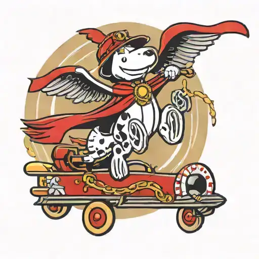 Red Baron Snoopy Flying With A Victory Banner Over A Defeated Grim Reaper