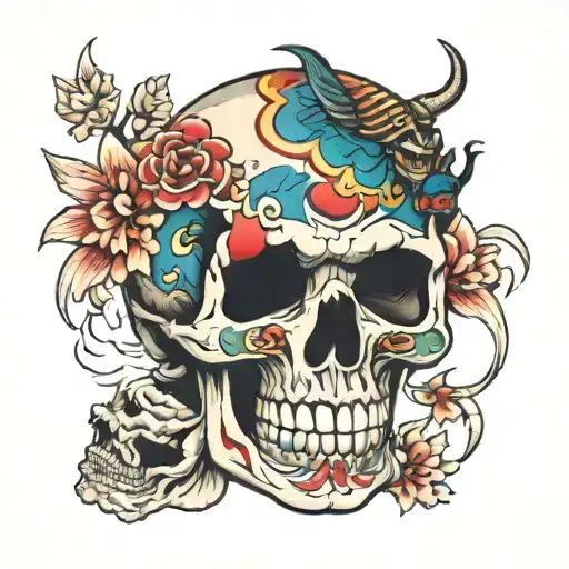 Japanese Colorful Skull Made