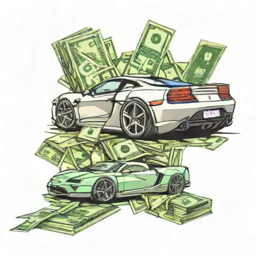 A Sleek Sports Car Transformed Into A Stack Of Money Bills