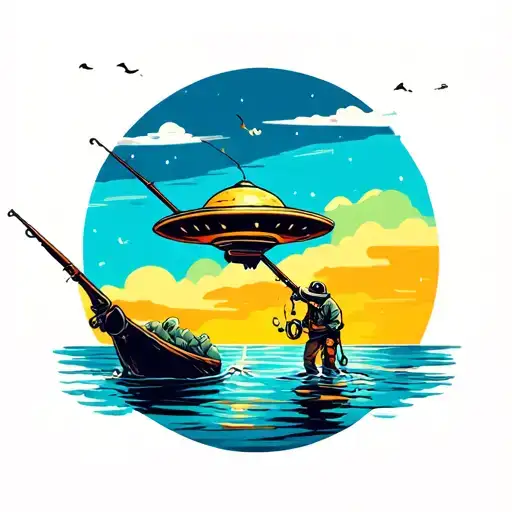 Flying Saucer Sweet On A Fishing Rod