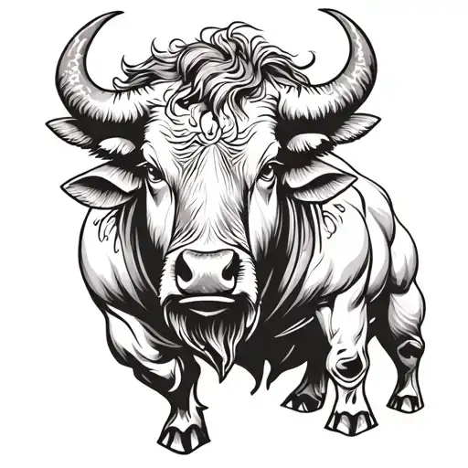 Water Buffalo With Exaggerated Muscles