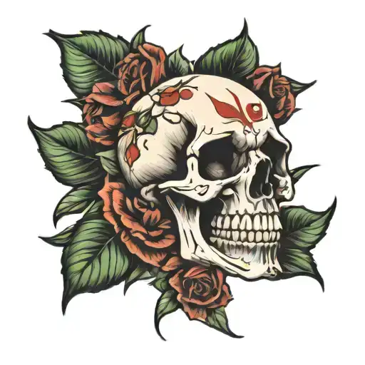 Skull With Roses