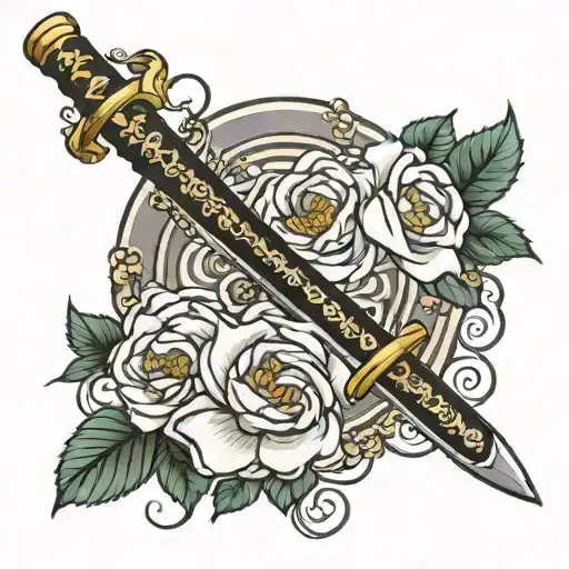 Katana With Japanese Roses