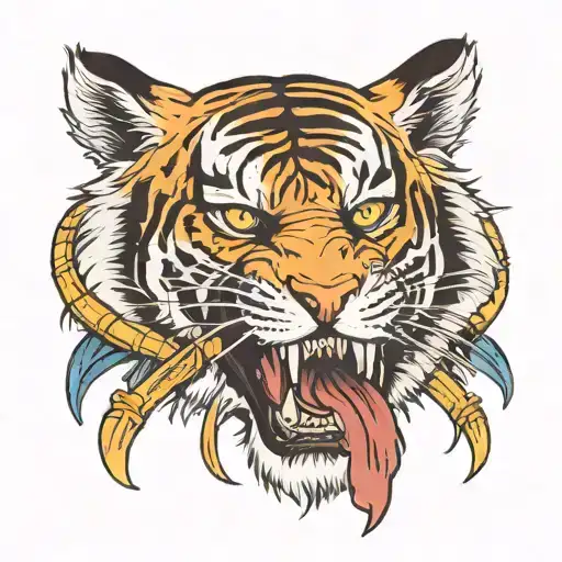 Full Tiger Eating Pirate Skull