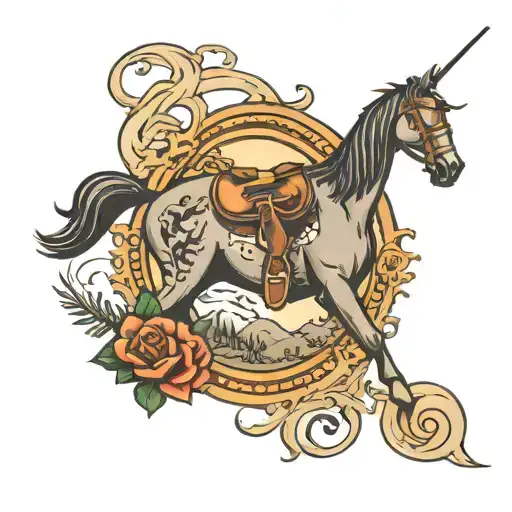 Christian Gospel Country Ranch Music Themed Tattoo Design Featuring