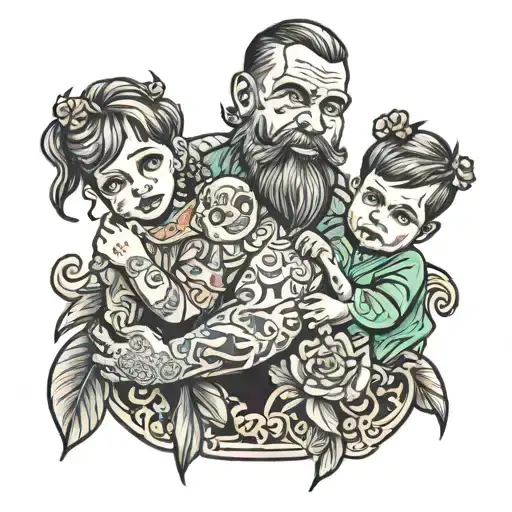 Husband And 2 Kids Hand