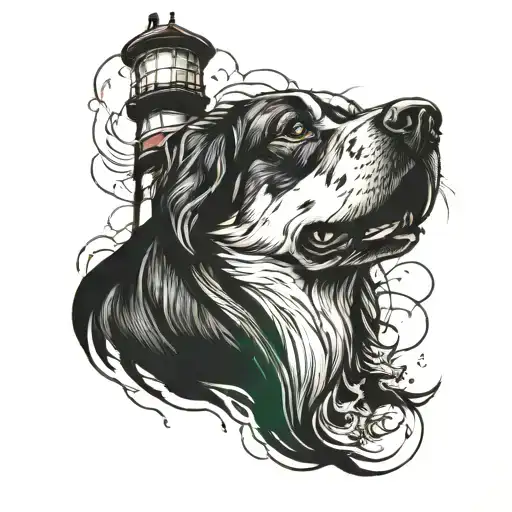 Dog By A Light House