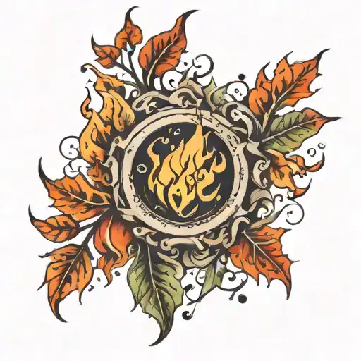 Fire And Leaves Growing