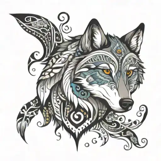 Wolf With Turkish Ethnic Patterns