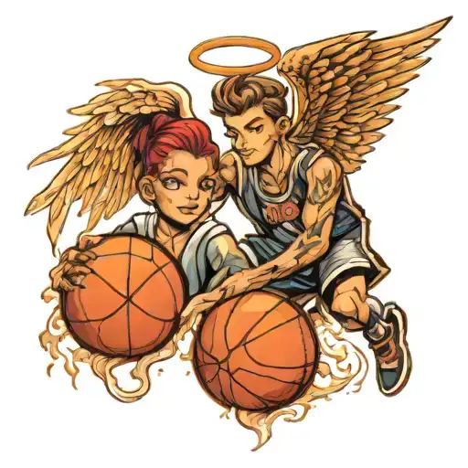 Basketball And Angel Holding