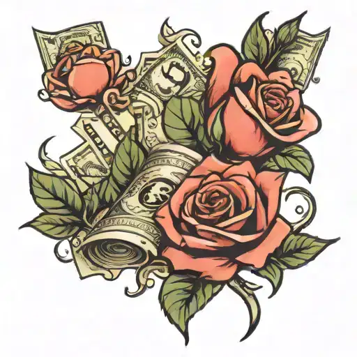 Roses And Money Symbols