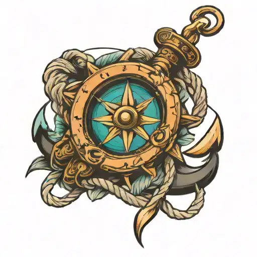 Anchor Compass And Rope