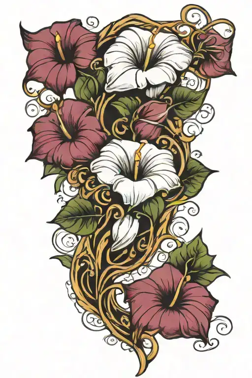 Morning Glory Vine And Water Waves