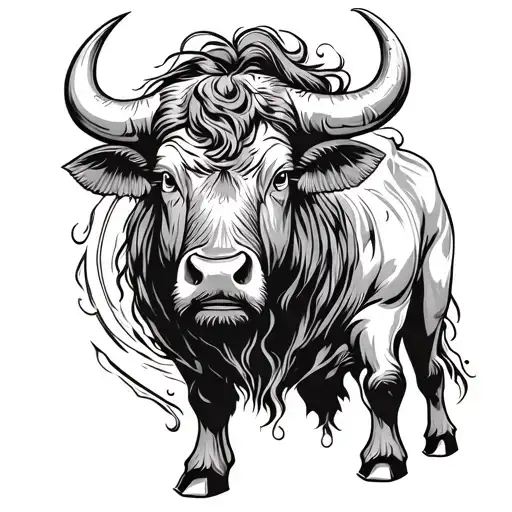 Water Buffalo With Exaggerated Muscles