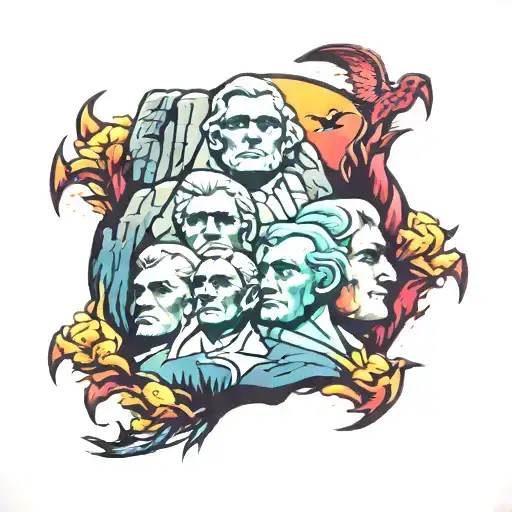 Colourful Mount Rushmore