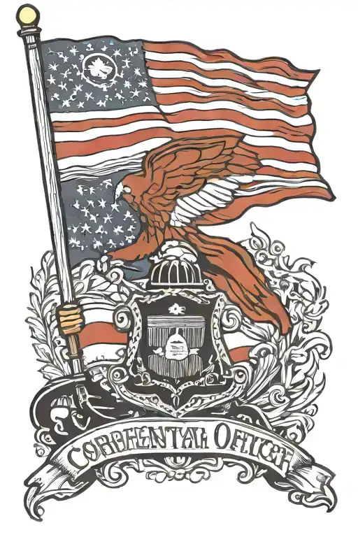 Correctional Officer Flag Waving U S Flag Primarily Black