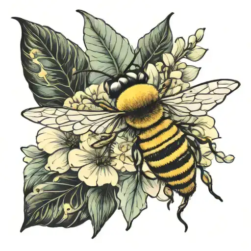 A Bee In A Fancy Bonnet Flower