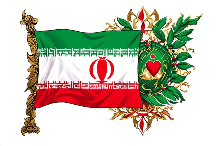 Irans Flag Without Arabic Text And A Heart Middle Of It