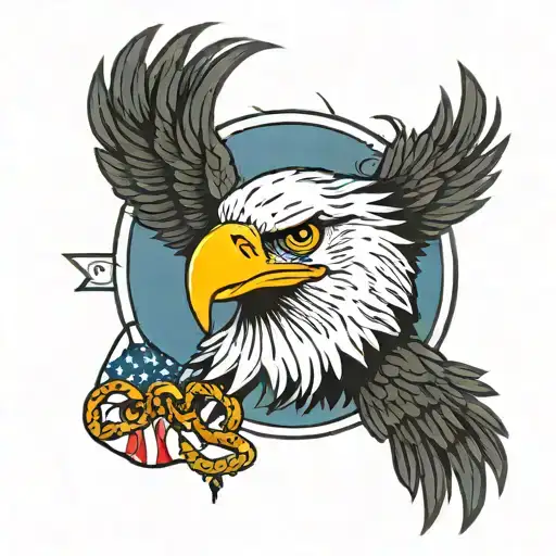 Eagle Outline With 13 Colony Flag