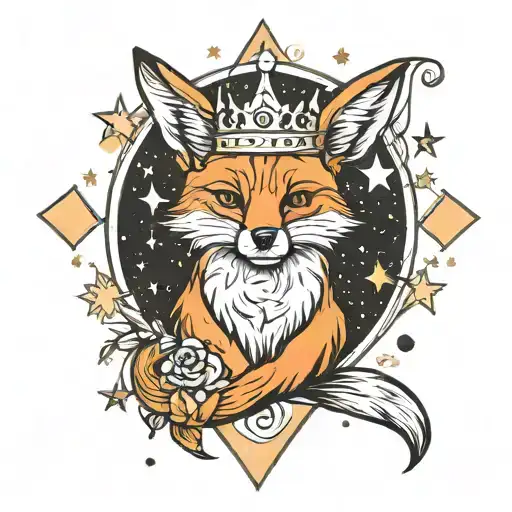 Fox Wearing A Crown Surrounded By Stars