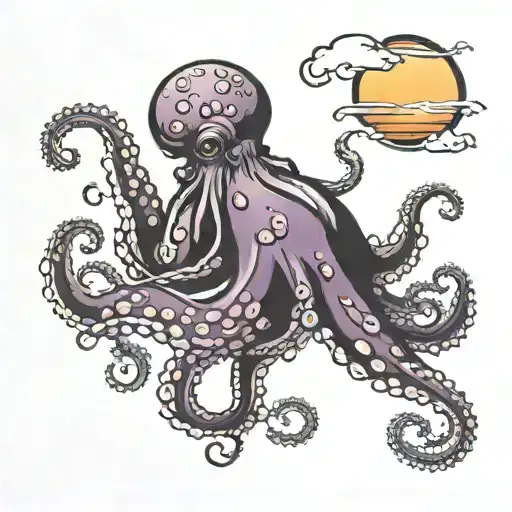 Octopus Aubergine Driving Away Into Sunset