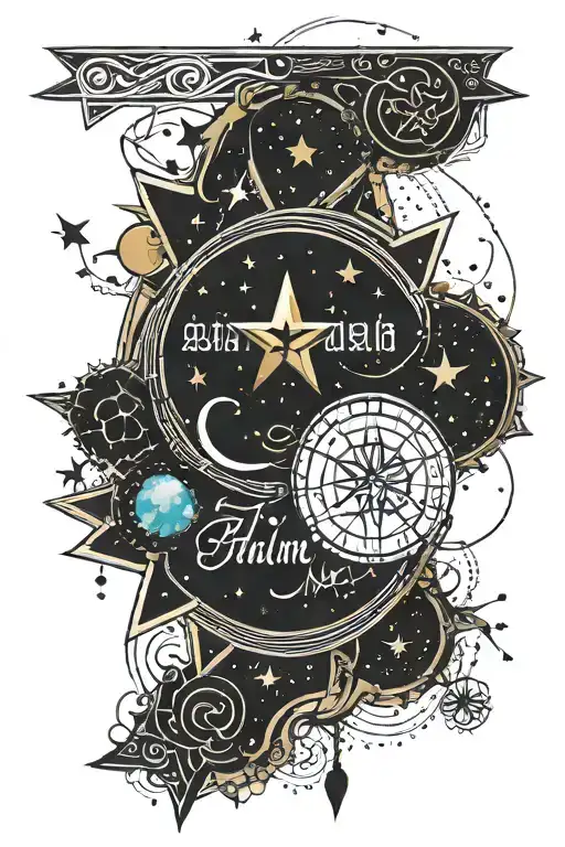 Arabic Text Rap Around Star Map