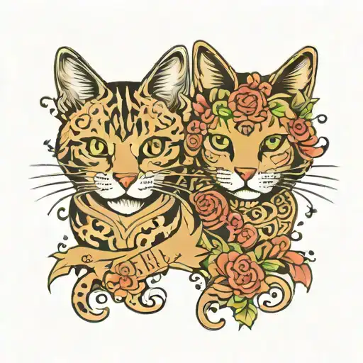 Cat Prints With Name Michi And Anie