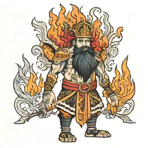 Costume Standing With A Fire