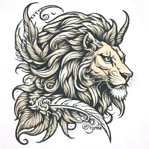 Capricorn Lion Feather