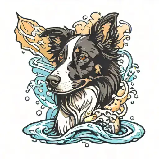 Border Collie In Water