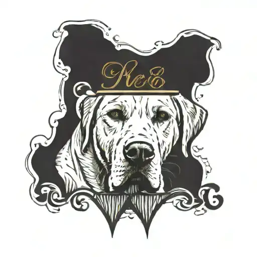 Yellow Lab Dog Portrait With Date At Bottom