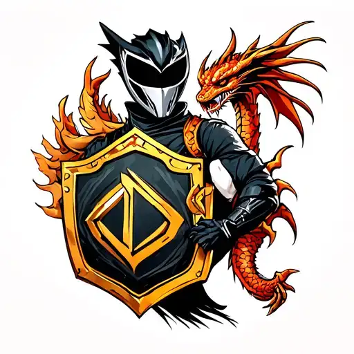 Black Ranger With Dragon Shield Adorned