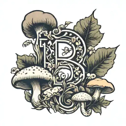 A Letter S With Mushrooms And Forest
