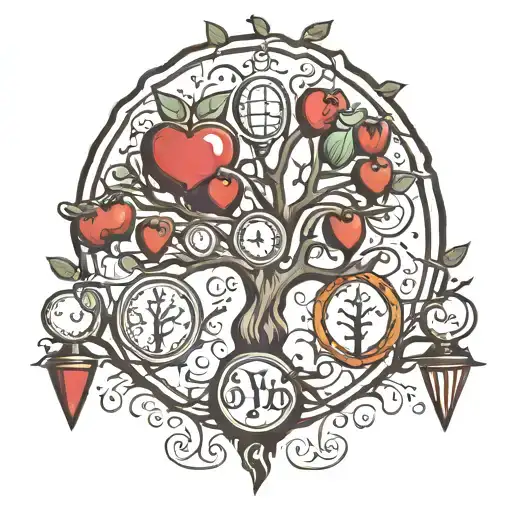 Family Tree With Heart Shaped Fruits And A Heart Shaped Bulb