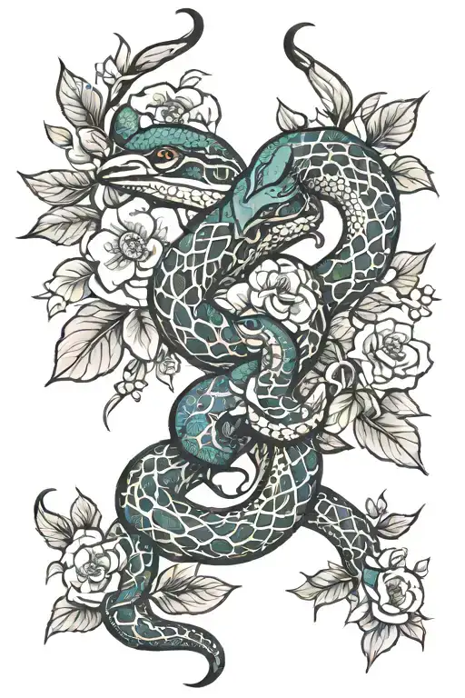 Taurus Snake In Flowers