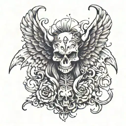 Devil Death Wing Women Bones Shains