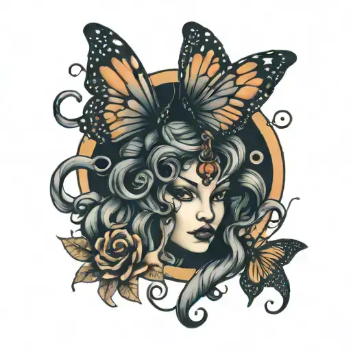 Medusa With A Semi Colon Butterfly