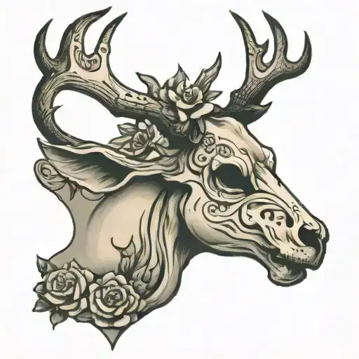 State Of Texas With Deer Skull