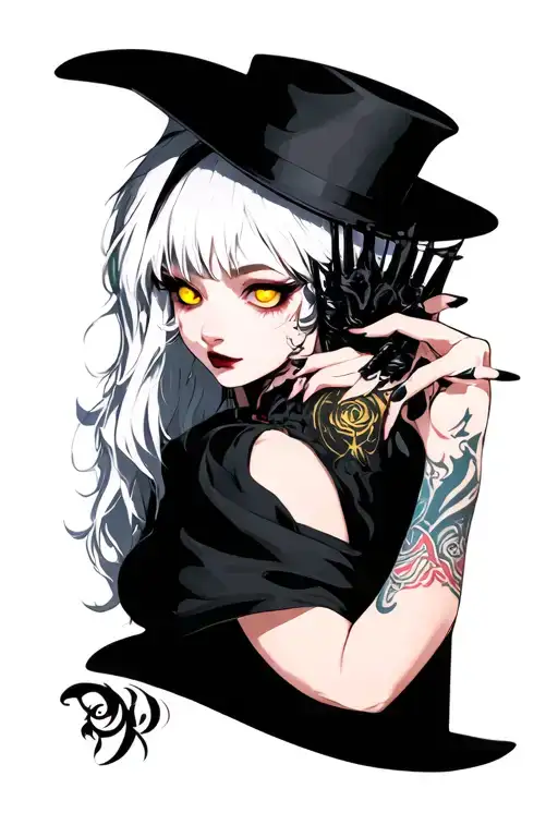 Girl With White Hair Gold Eyes And Iron Nails Evil