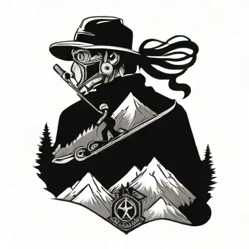 Black And White Mountains And A Brutal Skier