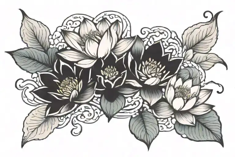 Three Lotus Flowers Blooming