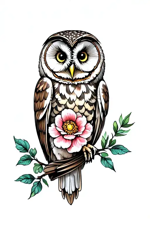 Barred Owl With Flowers Wrapped