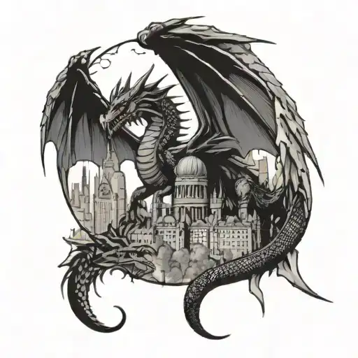 Dragon And London Skyline