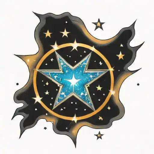 Big Glistening Star With 5 Stars Surrounding It