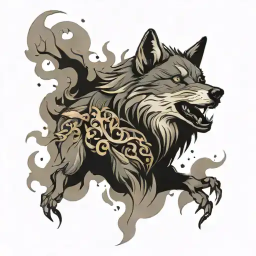 Wolf Breaking Out Of The Smoke