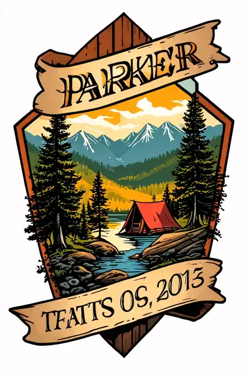 Name Of Parker With Date Of Birth And Campsite Scene