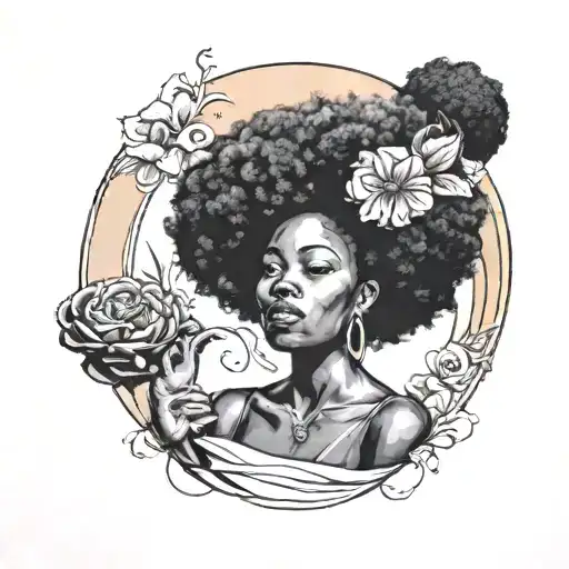 A Realism Tattoo Of An Artist Painting A Portrait Of A Black Woman With An Afro