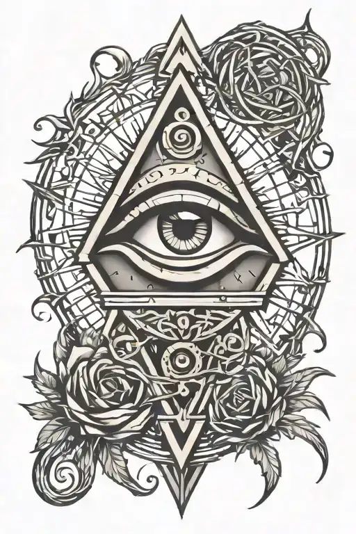 Eye Of Horus And Broken Heart With Thorns Wrapped